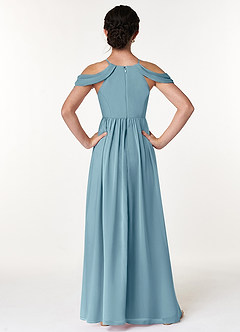 Azazie Seneca Junior A-Linie Schulterfrei Chiffon Kleid Stimmungsvolles Blau image2