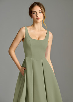 Azazie Amalie Bridesmaid Dresses Pistachio A-Line Pleated Chiffon Dress image7