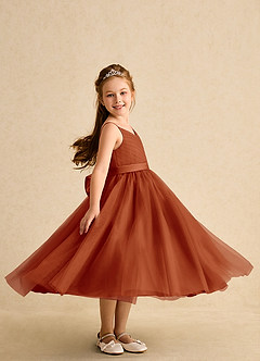 Azazie Patootie vestidos de niña de las flores Vestido de Pimenton de Tul de Corte En A con Tirante Espagueti image3