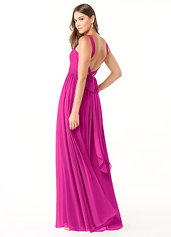 Azazie Dionne Bridesmaid Dresses Fuchsia A-Line Corset Chiffon Dress image5