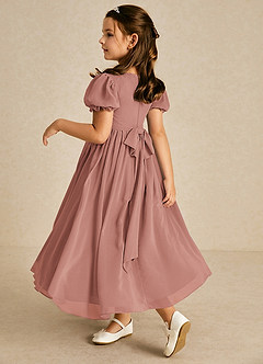 Azazie Joss Blomsterpigekjoler En streg med ærmer Chiffon Ankel-længde Kjole image2