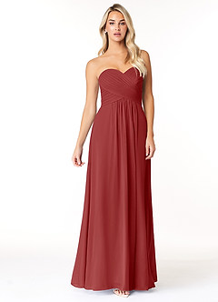 Azazie Yazmin Bridesmaid Dresses Rust A-Line Sweetheart Neckline Chiffon Convertible Dress image4