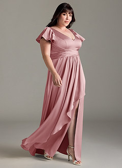 Azazie Omari Bridesmaid Dresses Dusty Rose A-Line Stretch Satin Dress image10