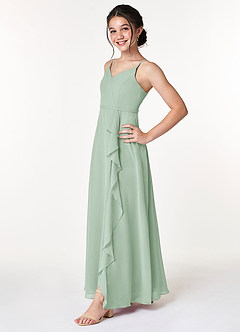 Azazie Naeem Junior Agave A-Line Ruched Chiffon Dress image3