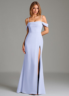 Azazie Riley Robes de demoiselle d'honneur Robe Fourreau Convertible en Mousseline de soie Épaule décolletée Lavande image7