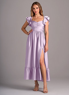 Azazie Anaya Bridesmaid Dresses Frosted Lilac A-Line Sweetheart Neckline Stretch Satin Convertible Dress image5