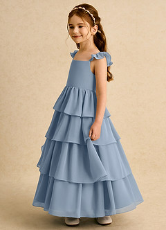 Azazie Boba Flower Girl Klänningar Klänning A-Line i Chiffong Fyrkantig halsringning image7