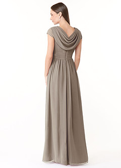 Azazie Organa Bridesmaid Dresses Taupe A-Line Pleated Chiffon Dress image4
