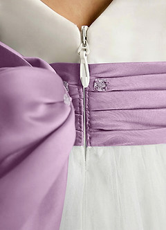 Azazie Sosie Blumenmädchenkleider A-Linie Plissee Tüll Kleid Elfenbein Glyzinie image5
