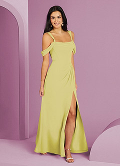 Barbie ♥ Azazie Jurken voor bruidsmeisjes Jurk van Chiffon met A-Lijn Off the Shoulder Citroensorbet image3