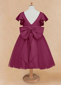 Azazie Kaeya Flower Girl Dresses Mulberry A-Line Bow Tulle Dress image6