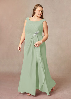 Azazie Yarrow Venta Final Vestido de Dark Navy de Gasa de Corte en A con Plisado image9