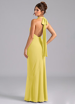 Azazie Velli 신부 들러리 드레스 인어 하이넥 쉬폰 바닥 길이 드레스 image7