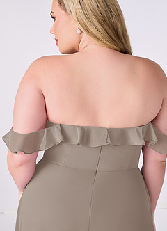 Barbie ♥ Azazie Bridesmaid Dresses Taupe A-Line Off the Shoulder Chiffon Convertible Dress image11