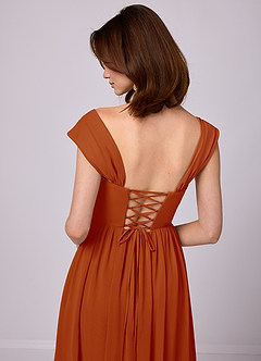 Barbie ♥ Azazie Bridesmaid Dresses Paprika A-Line Corset Chiffon Dress image7