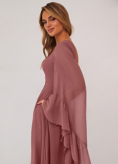 Barbie ♥ Azazie Bridesmaid Dresses Amethyst A-Line Long Sleeve Chiffon Dress image6