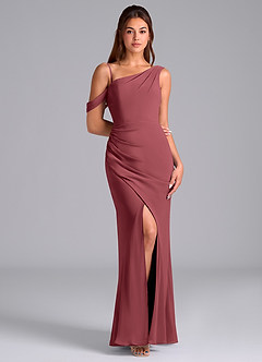 Azazie Madelyn Bridesmaid Dresses Merlot Mermaid Off the Shoulder Chiffon Convertible Dress image3