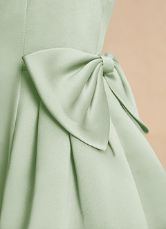 Azazie Macaroon Robe Demoiselle D'honneur Fillette Robe Princesse en Mat Satiné Arc Vert Sauge image6
