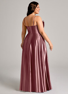 Azazie Elle Bridesmaid Dresses Vintage Mauve A-Line with Pockets Metallic Satin Dress image11