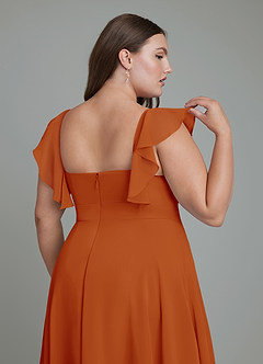 Azazie Leilani Brautjungfernkleider A-Linie Plissee Chiffon Kleid Paprika image12
