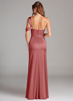 Azazie Wynter Vestidos de madrinha de casamento Vestido Rosa Antiga de Cetim elástico de Bainha com Ombro Único image2