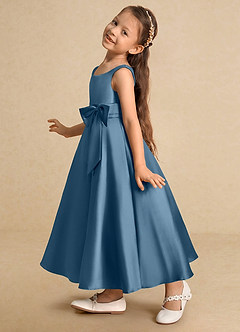 Azazie Lindy Flower Girl Dresses Bermuda A-Line Pleated Matte Satin Dress image9