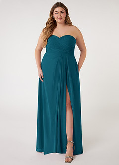 Azazie Arabella Allure Bridesmaid Dresses Ink Blue A-Line Sweetheart Neckline Chiffon Convertible Dress image12