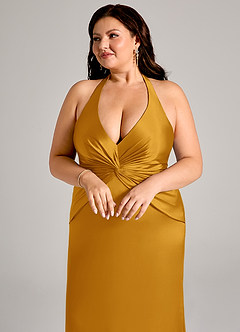 Azazie Valerie Brudtärnklänningar Klä av Sjöjungfru i Stretch Satin Plisserad Knäck image7