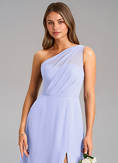 Azazie Phaedra Bridesmaid Dresses Lavender A-Line One Shoulder Chiffon Dress image8