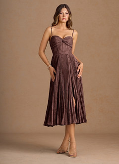Annie Mocha Coco Pleated Midi Dress image3