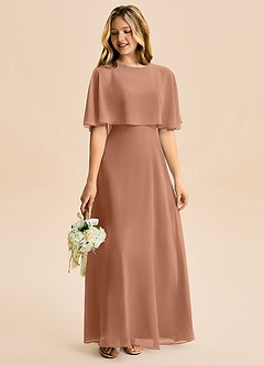 Azazie Maris Junior Abito A-Line in Chiffon Bronzo image6