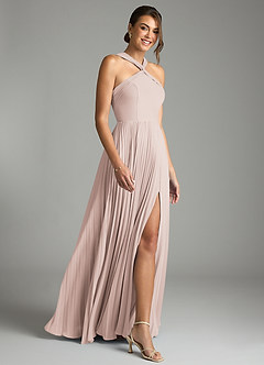 Azazie Afra Abiti da Damigella Abito A-Line in Chiffon Plissettato Petalo Di Rosa image3