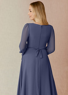 Azazie Leonia Bridesmaid Dresses Stormy A-Line Long Sleeve Chiffon Dress image7
