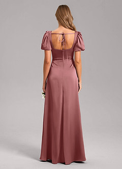 Azazie Fyona Bridesmaid Dresses Amethyst A-Line Pleated Stretch Satin Dress image2