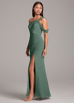 Azazie Wynter Bridesmaid Dresses Sea Moss Sheath One Shoulder Chiffon Dress image2