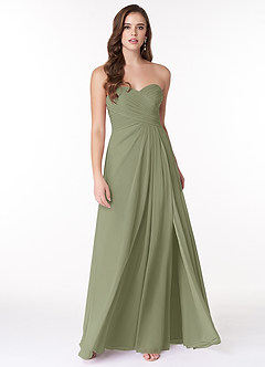 Azazie Arabella Allure Vestidos de damas de honor Vestido de Pistacho de Gasa de Corte en A Convertible con Escote de Corazón image4
