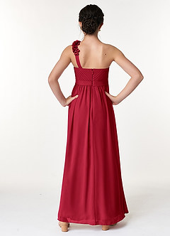 Azazie Flower Junior Scarlet A-Line Pleated Chiffon Dress image2