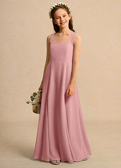 Azazie Tater Girls Formal Flower Girl Dresses Dusty Rose A-Line Pleated Chiffon Dress image1