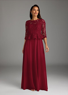 Azazie Averie Mother of the Bride Dresses Burgundy A-Line Boatneck Sequins Chiffon Dress image3