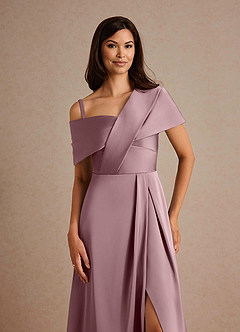 Azazie Milton Mother of the Bride Dresses Dusty Rose A-Line Pleated Stretch Satin Dress image3