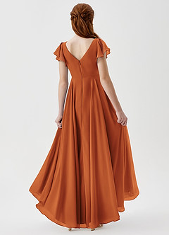 Azazie Caria Junior Cinnamon A-Line Pleated Chiffon Dress image2
