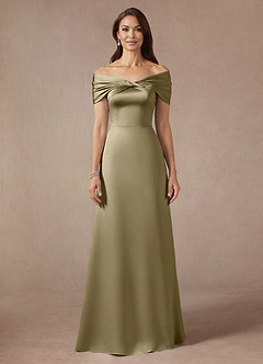 Azazie Amelia vestidos de madre de la novia Vestido de Musgo Verde de Satén Elástico de Corte En A con Vestidos sin tirantes image3