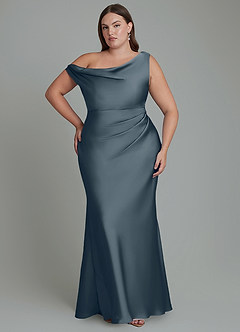 Azazie Emerson Bridesmaid Dresses Twilight Mermaid Off the Shoulder Stretch Satin Dress image8