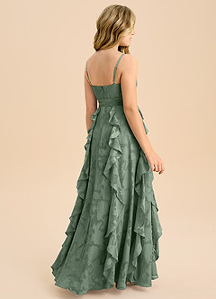 Azazie Peyton Junior Matcha A-Line Pleated Floral Burnout Dress image2