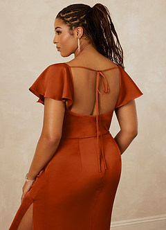 Christian Siriano Bridal for Azazie 1005 Bridesmaid Dresses Burnt Orange Sheath Sweetheart Neckline Stretch Satin Dress image31
