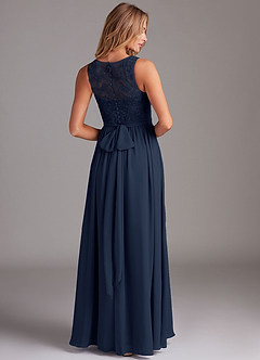 Azazie Kingsley Bridesmaid Dresses Dark Navy A-Line Lace Chiffon Dress image2
