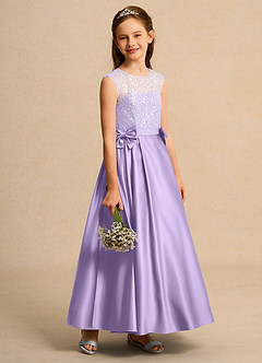 Azazie Candy Girl Flower Girl Klänningar Klä Balklänning i Matt satäng Rosett image7