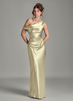 Azazie Emerson Bridesmaid Dresses Moss Green Mermaid Off the Shoulder Metallic Satin Dress image3