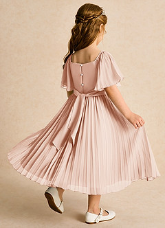 Azazie Gisele Abiti da Ragazza di Fiori Abito A-Line in Chiffon Plissettato Rosa Inglese image3