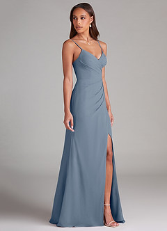 Azazie Maci Bridesmaid Dresses Twilight Sheath Pleated Chiffon Dress image4